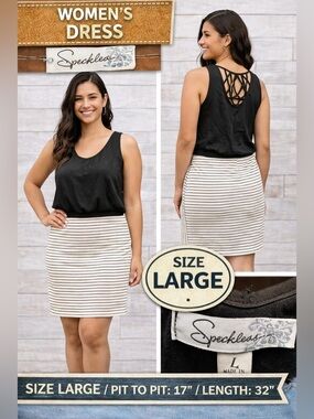 Speechless Black Sleeveless Top with Decorative Back LARGE Pit 17” Length 32”